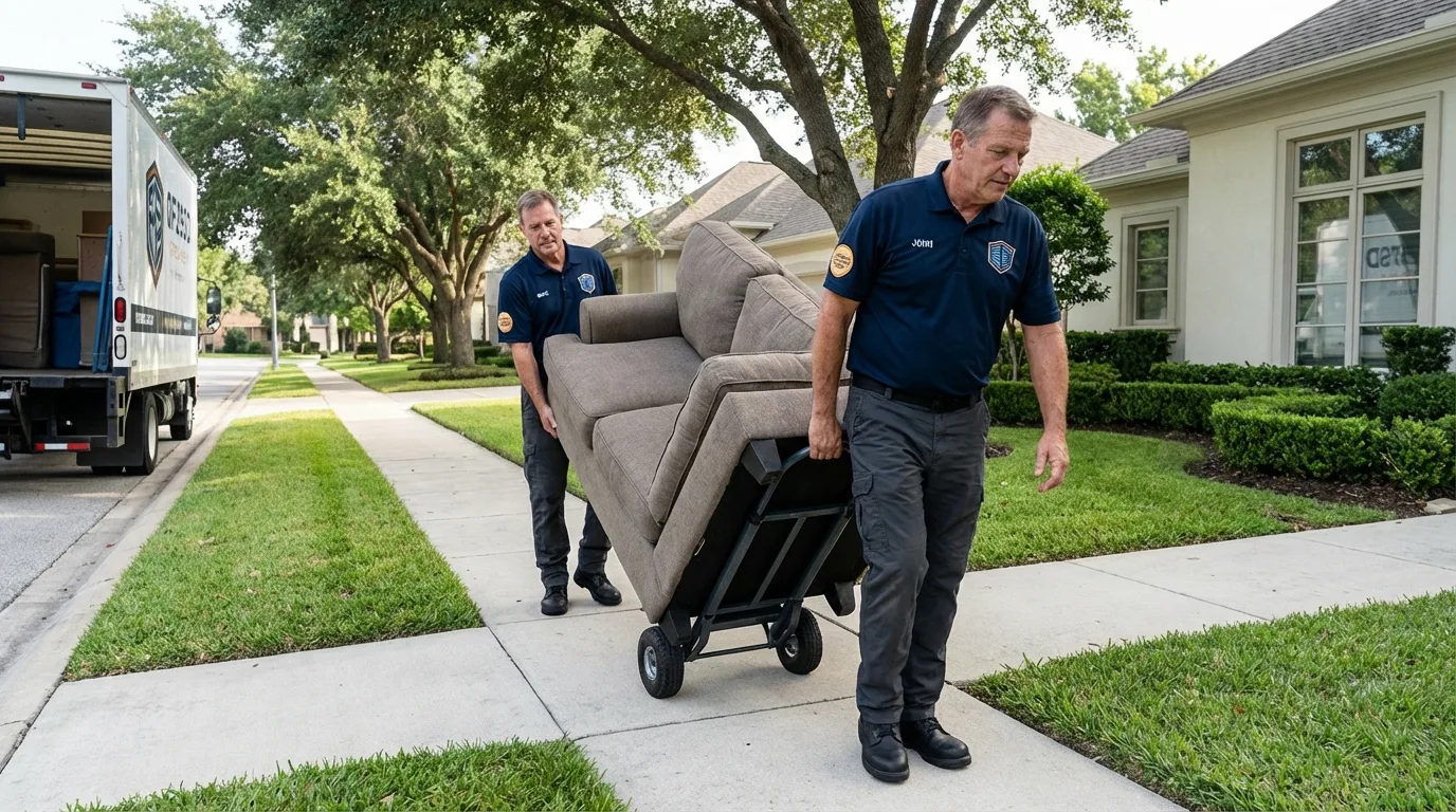 Local residential moving crew loading furniture in Wood River, IL
