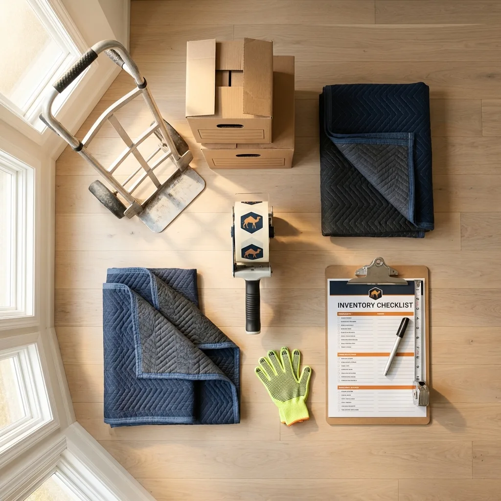 Professional moving supplies and packing materials layout for Wood River residential relocations